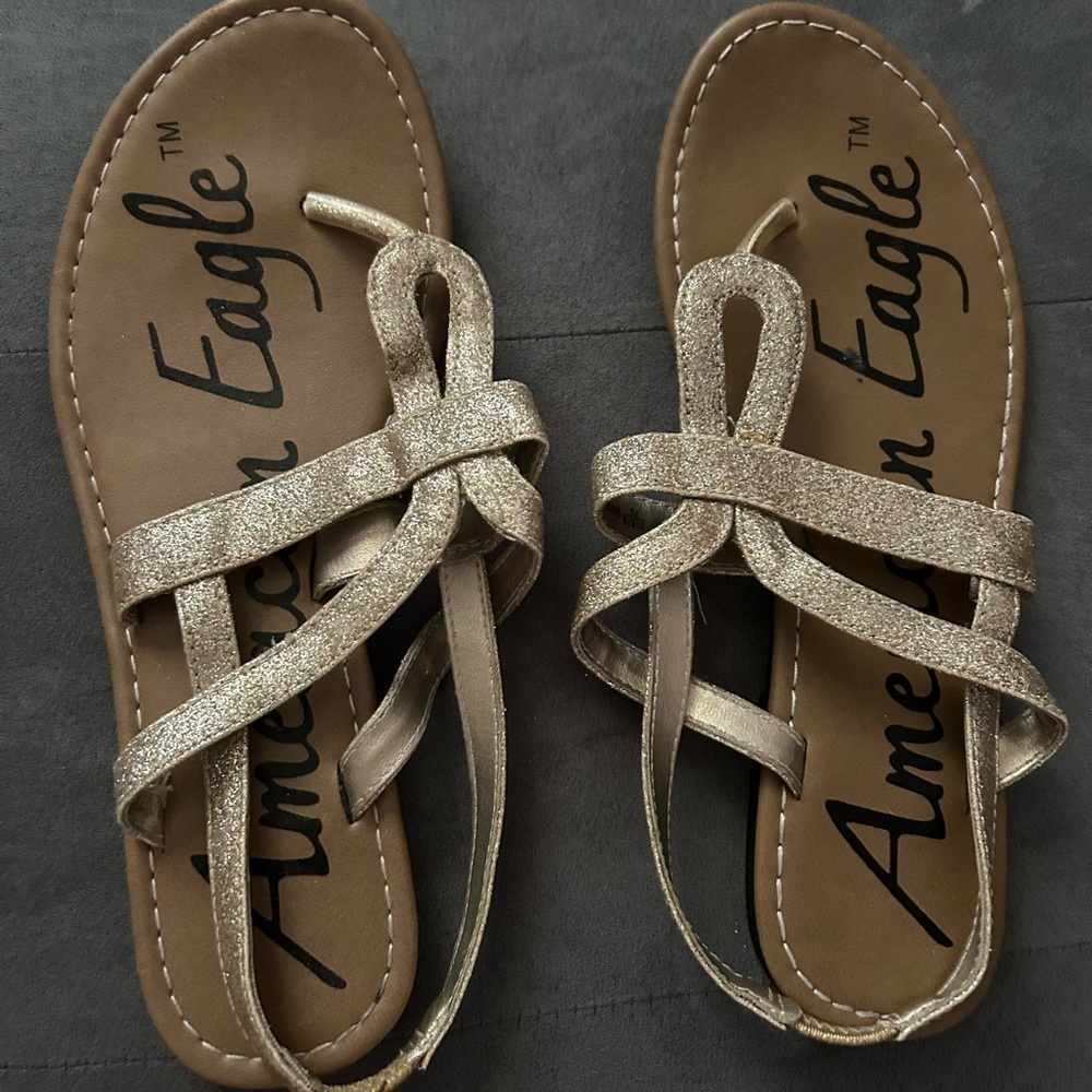 American Eagle Outfitters Gold Strappy Sandals